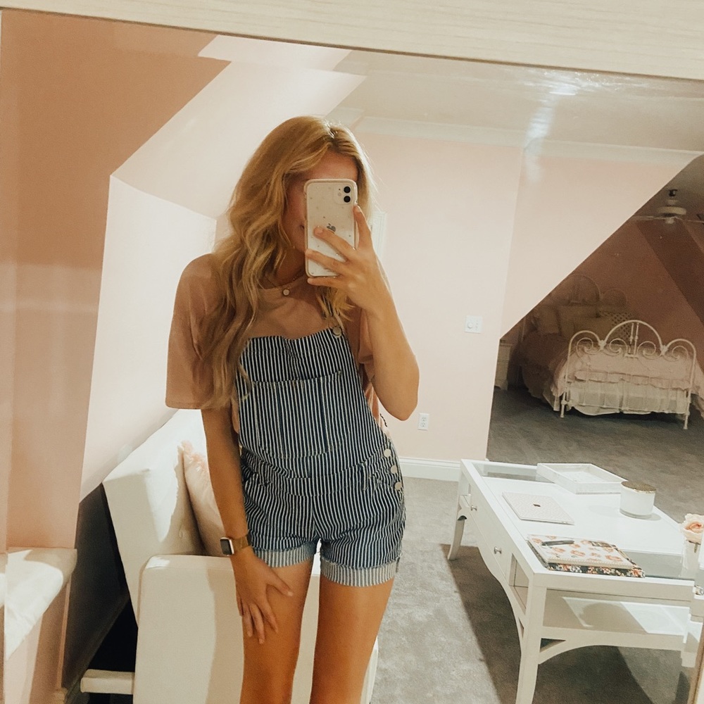 Navy Stripe Overalls